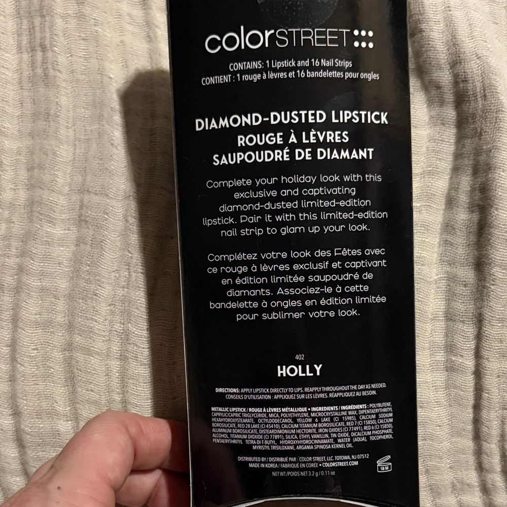 Color Street Holly Diamond-Dusted Lipstick and Nail Strips